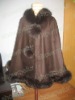 100% cashmere shawl with big fox fur trim/ Nr.FS887