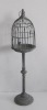 100483F-round metal wire bird cage w/antique grey finish