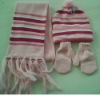 100% acrylic knitted hat and scarf set