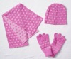 ST-026 jacquard fashion scarf , glove and hat set