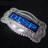 led scrolling  belt buckle with clear stone