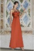 A-Line Strapless Embroidered Ankle Length Satin Bridesmaid Dress BD088