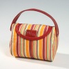 Fashion good quality stripe printed cotton canvas cosmetic bag