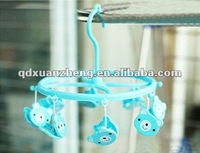 Cute Plastic Clothes Pig Hanger 8 Clips drying rack clothes hanger blue green pink