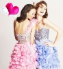 New Arrived Magnificent Beautiful One Shoulder Shearth Ruffle Paillette Tulle Sexy Short Prom Dresses