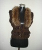 Rabbit Fur Vest with Raccoon Fur Collar