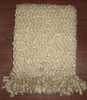 polyester acrylic crochet boucle yarn beige waterwave blanket with fringe sofa throw