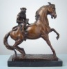 Marble Bronze Monkey Ride Horse Statue