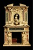 Indoor carved marble double fireplace surround