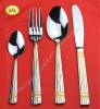 Mirror polish with gold hotel stainless steel dinnerware