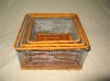 natural wire mesh with dyed gold and fern storage basket