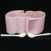 stoneware pink loves' mug