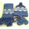 100% acrylic knitted hat and scarf set