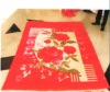 polar fleece/polyester blanket with flower designs