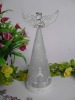 whitet glass angel with Xmas picture on the dress