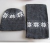 100% acrylic knitted hat and scarf set