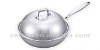 non stick tri-ply 304 stainless steel flat bottom wok,with SS cover cookware