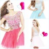 New Arrived Beautiful Lewel Shearth Ruffle Beaded Tulle Sexy Short Prom Dresses