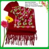 Embroidered wool scarf