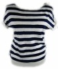 LADIES STRIPE SHORT SLEEVE PULLOVER