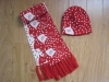 100% acrylic knitted hat and scarf set