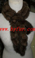 FY-WB017 Knitted Mink Fur Scarf,Mink knitted Ruffle scarf