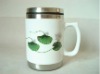 Ceramic coffee mug with lid with handle