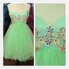 2012 Sexy Stylish Mini Green Tulle Beaded Colorful Short Cocktail Dress Party Dresses TP-002