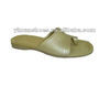 classical style brown leather woman flat slipper