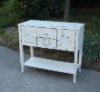 white wooden console table with hand paited