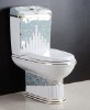 A2288 ceramic golden decorated toilet(s and p trap)