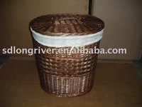 wicker laundry basket with lining painted