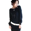 Low round neck collar sweater