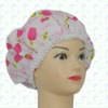 cotton double side shower cap with flowers