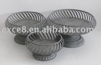 S/3 round metal basket