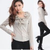 ruffled neck designer new custom made fashion lady blouse