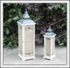 Latest wedding decoration!!! Antique White Wooden Candle Lantern/Lanterns with Fabric Cover H121606