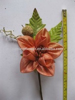 Decorated single stem artificial flower christmas flower poinsettia