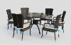 M- PE Rattan Glass Top 8 Seaters Dining Table Set