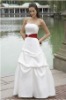 A-Line Strapless Straight Neckline Pick Up Skirt Satin Bridesmaid Dress BD089