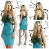 Heavy Beading Beautiful Satin With Peacock Feather Light Blue Short Prom Dress 2012