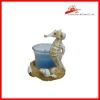 Polyresin decorative candle holder with seahorse figurine