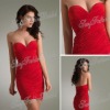 Sweetheart Sheath Mini short ruffle natural waist Chiffon knee length cocktail dresses red dress sexy party dresses