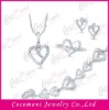 925 sterling silver with cubic zirconia jewelry set heart design jewellery