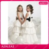 AZ0072 Sleeveless round neck ball gown with bow satin Girls party dress