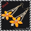 Fashion Charm Flower Orange Resin Crystal Dangle Chandelier Earrings AS0295