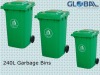 240L 100% Virgin Green HDPE Waste Bins With Two Rubber Wheels