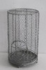 100599F-round metal wire bird cage w/antique grey finish