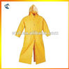 2012 New Style Men and Women Long Rain Coat in Polyester PVC Adult Yellow Raincoat with Hood