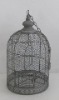 100503F-round metal wire bird cage w/antique grey finish